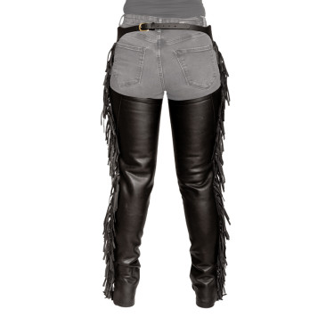 Chaps longas Dy'on em couro sintético com franjas Preto