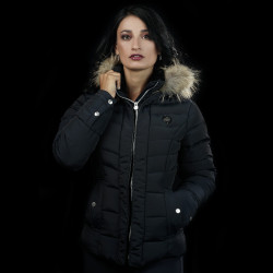 Parka feminina RAUMA Flags & Cup Preto