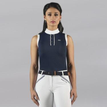 Polo CANDIBA feminino sem mangas Flags & Cup Azul-marinho