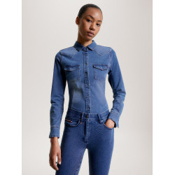 Camisa de ganga Tommy Hilfiger Equestrian stretch woodside mulher Herança Azul Camisa de ganga Tommy Hilfiger Equestrian stretch woodside mulher Herança Azul