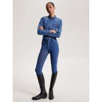Camisa de ganga Tommy Hilfiger Equestrian stretch woodside mulher Herança Azul