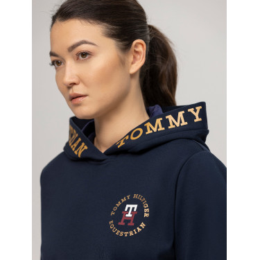 Moletom com capuz Tommy Hilfiger Equestrian Colorado logótipo feminino Céu do deserto Azul Moletom com capuz Tommy Hilfiger Equestrian Colorado logótipo feminino Céu do deserto Azul