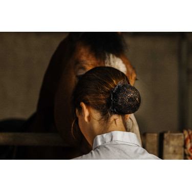 Presilha de cabelo em rede Equithème Floral Preto