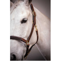 Caveção de couro com 3 mosquetões Paddock Sports Havana Castanho