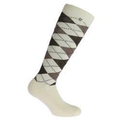 Meias Equithème Argyle feminina Cru / taupe Branco