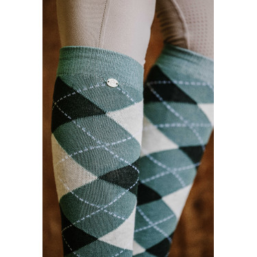 Meias Equithème Argyle feminina Verde sálvia / antracite
