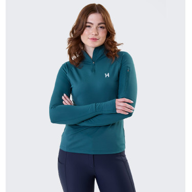 Camisola Polo 1/4 Zip Horseware inverno Strive mulher Dinastia verde