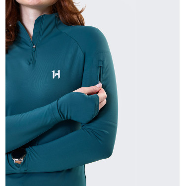 Camisola Polo 1/4 Zip Horseware inverno Strive mulher Dinastia verde