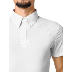 Pólo de concurso Equestrian Stockholm Divine Motion masculino de mangas curtas Branco