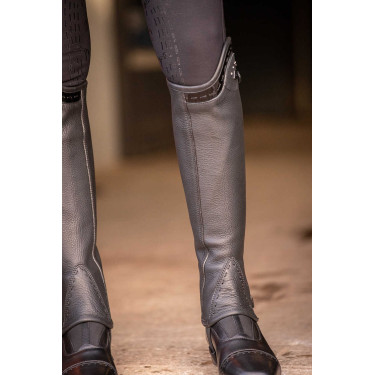 Mini-chaps Pénélope Prisca couro Preto