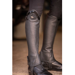 Mini-chaps Pénélope Prisca couro Preto