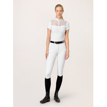 Pólo de competição Equestrian Stockholm Crystal Champion mulher Branco perfeição
