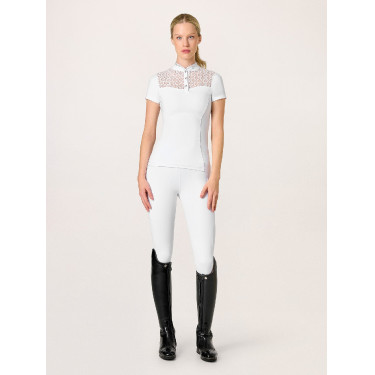Pólo de competição Equestrian Stockholm Crystal Champion mulher Branco perfeição