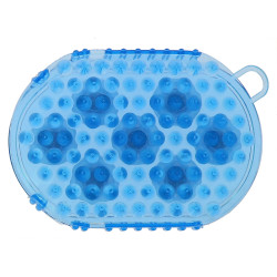 Luva dupla face para escovar e massagear Azul céu