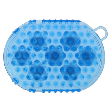 Luva dupla face para escovar e massagear Azul céu