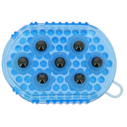 Luva dupla face para escovar e massagear Azul céu