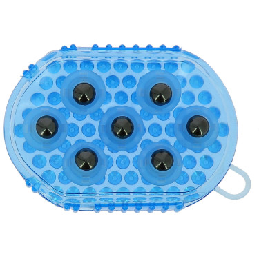 Luva dupla face para escovar e massagear Azul céu