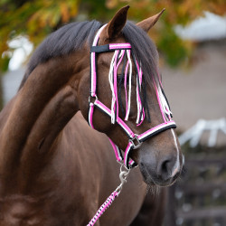 Cabeçada e corda anti-moscas de nylon Imperial Riding Rosa néon