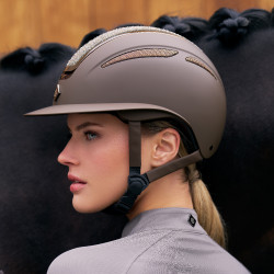 Capacete Imperial Riding Olania Deluxe viseira grande Castanho