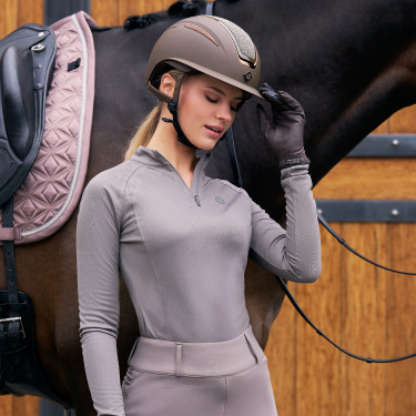 Polo de mangas compridas Imperial Riding Parla feminino Carvão vegetal Cinzento