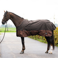 Capa de exterior Imperial Riding Customized 400g com pescoço Castanho escuro / castanho claro Capa de exterior Imperial Riding Customized 400g com pescoço Castanho escuro / castanho claro