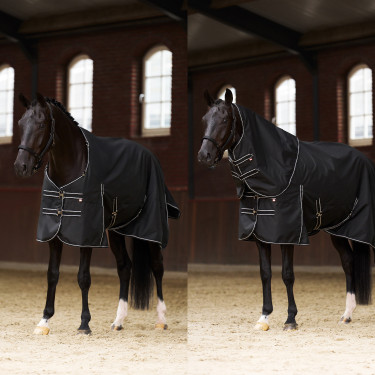 Manta de paddock Imperial Riding Basic com pescoço removível 300 g Preto