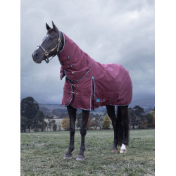 Manta ComFiTec Essential Turnout Weatherbeeta 220g com pescoço destacável Bordô / marinho Bord&amp;ocirc;