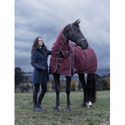 Manta ComFiTec Essential Turnout Weatherbeeta 220g com pescoço destacável Bordô / marinho Bord&amp;ocirc;