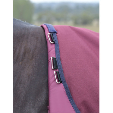 Manta ComFiTec Essential Turnout Weatherbeeta 50g com pescoço destacável Bordô / marinho Bord&amp;ocirc;