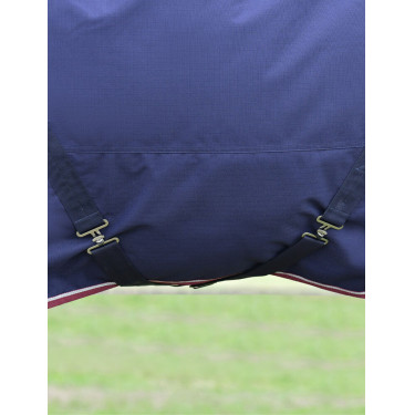 Manta ComFiTec Essential Turnout Weatherbeeta 50g com pescoço destacável Marinho / bordô Azul