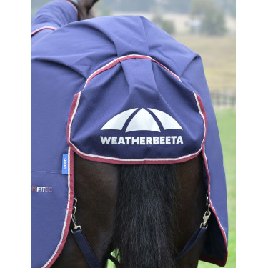 Manta ComFiTec Essential Turnout Weatherbeeta 50g com pescoço destacável Marinho / bordô Azul