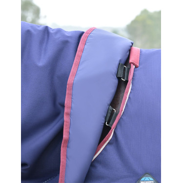Manta ComFiTec Essential Turnout Weatherbeeta 50g com pescoço destacável Marinho / bordô Azul
