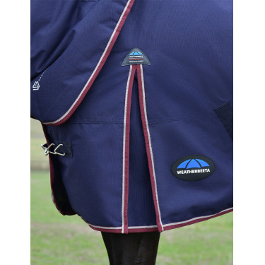 Manta ComFiTec Essential Turnout Weatherbeeta 50g com pescoço destacável Marinho / bordô Azul