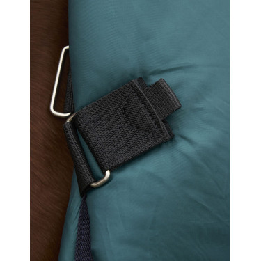 Manta ComFiTec Plus Dynamic Turnout Weatherbeeta 100 g com pescoço destacável Verde floresta / azul-marinho