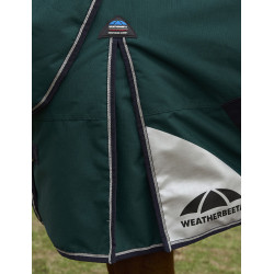Manta ComFiTec Plus Dynamic Turnout Weatherbeeta 100 g com pescoço destacável Verde floresta / azul-marinho