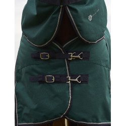 Manta ComFiTec Plus Dynamic Turnout Weatherbeeta 100 g com pescoço destacável Verde floresta / azul-marinho