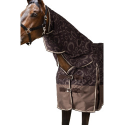 Capa de exterior leve Glasgow com cobertura de pescoço Horze Ameixa com chocolate