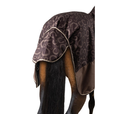 Capa de exterior leve Glasgow com cobertura de pescoço Horze Ameixa com chocolate