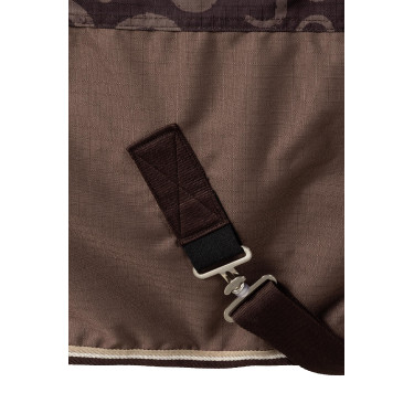 Capa de exterior leve Glasgow com cobertura de pescoço Horze Ameixa com chocolate