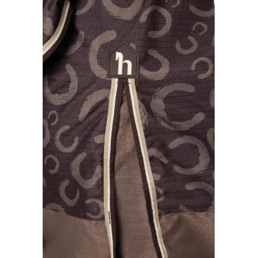 Capa de exterior leve Glasgow com cobertura de pescoço Horze Ameixa com chocolate