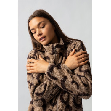 Casaco polar feminino Horze Ariana Estampa marrom