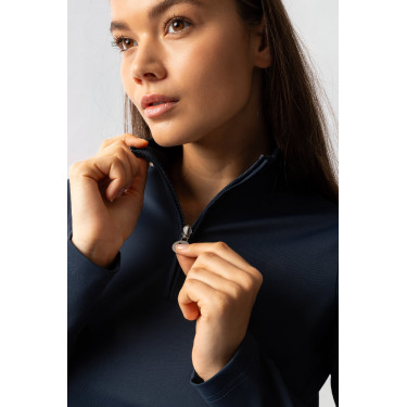 T-shirt de treino de manga comprida para mulher Horze Lilian Mirtilo Cinzento