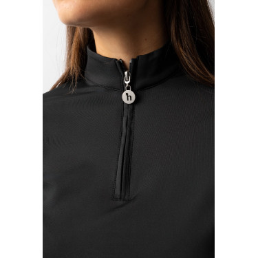 T-shirt de treino de manga comprida para mulher Horze Lilian Preto