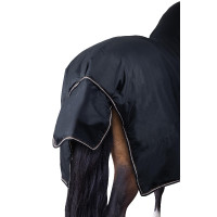 Manta de exterior para pônei com pescoço fixo 200 g Horze Glasgow Mirtilo Cinzento