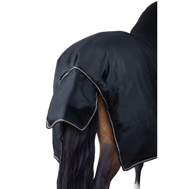 Manta de exterior para pônei com pescoço fixo 200 g Horze Glasgow Mirtilo Cinzento