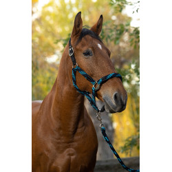 Caveirão + guia Equitheme Trançado Turquesa / marinho / preto Azul