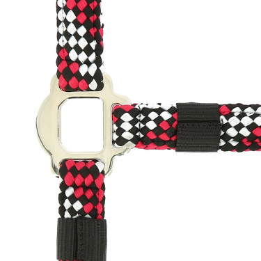 Caveirão + guia Equitheme Trançado Fúcsia / cinza / preto Rosa