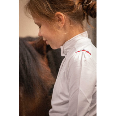 Pólo de competição Eden by PL Bruges Branco / fita azul branca vermelha Pólo de competição Eden by PL Bruges Branco / fita azul branca vermelha