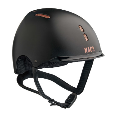 Capacete de equitação NACA Gravity S Onyx preto fosco / ouro rosa