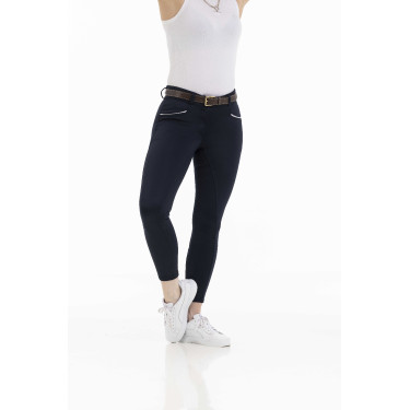 Calça Equithème Claudine com fundo de silicone Azul-marinho